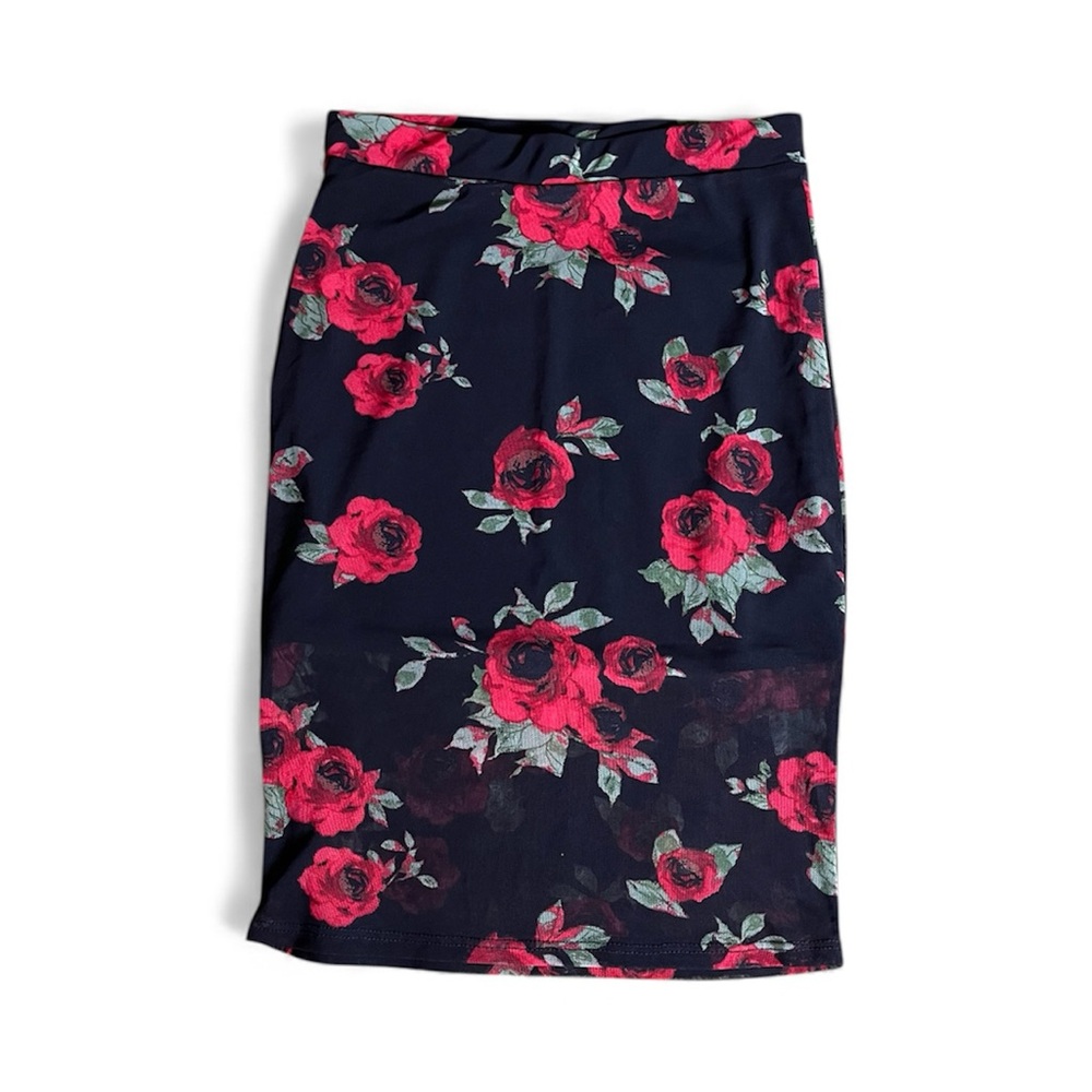 Urban Outfitters Black and Red Rose Skirt